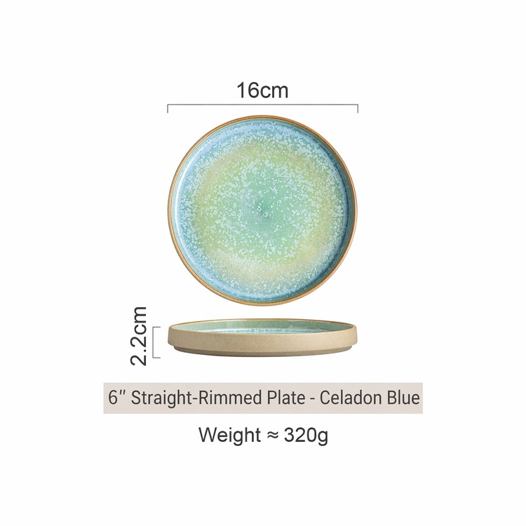 6 pouces rond bleu céladon