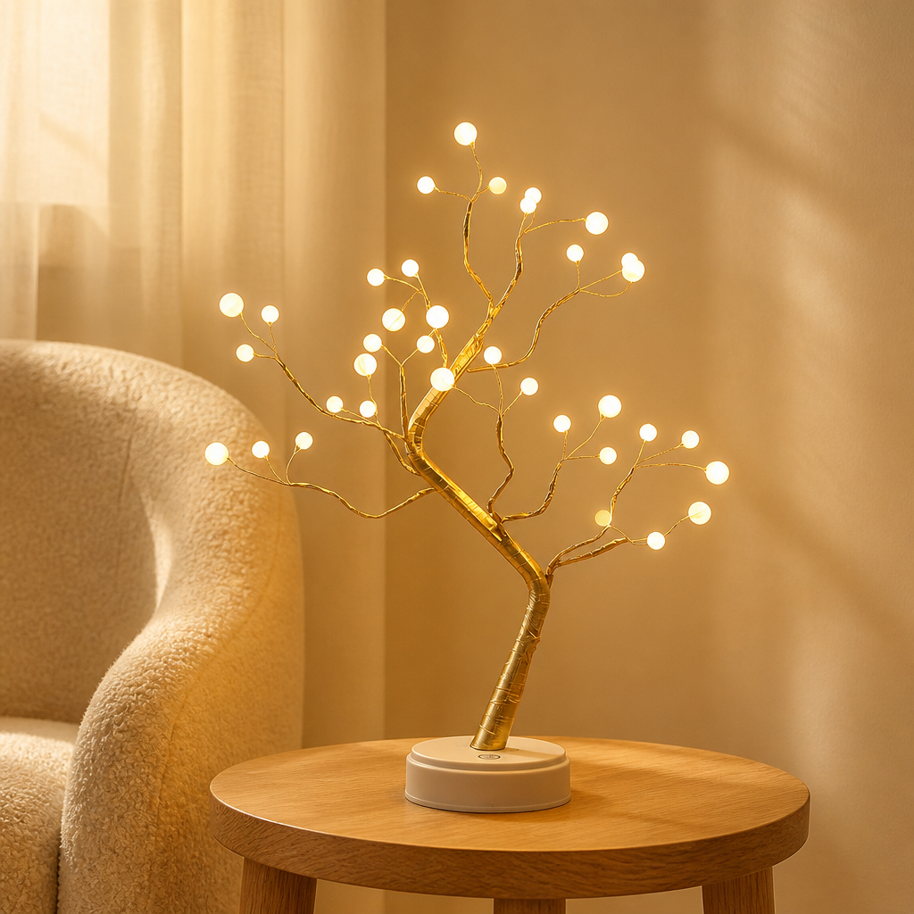 Lumière blanche perle d'arbre doré à 36 LED