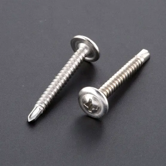 high quality material carbon steel nickel plated wafer head self drilling screw