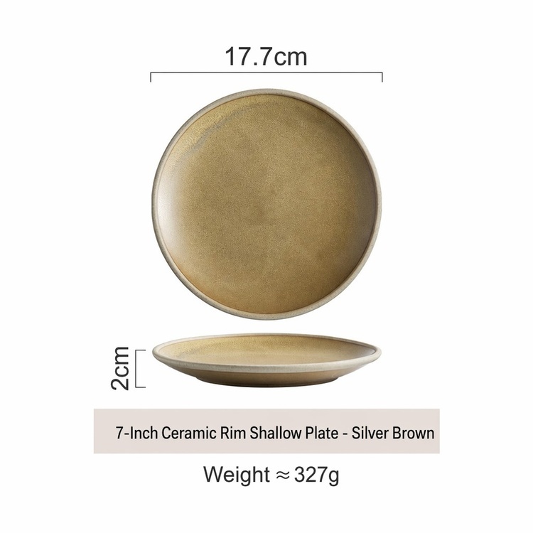7 inch round silver brown