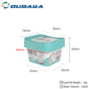 110ml <strong>Rectangle</strong> <strong>Shape</strong> <strong>Container</strong> with IML Printing Plastic Ice Cream Pudding Yogurt Cup with Lid - Product Image 2