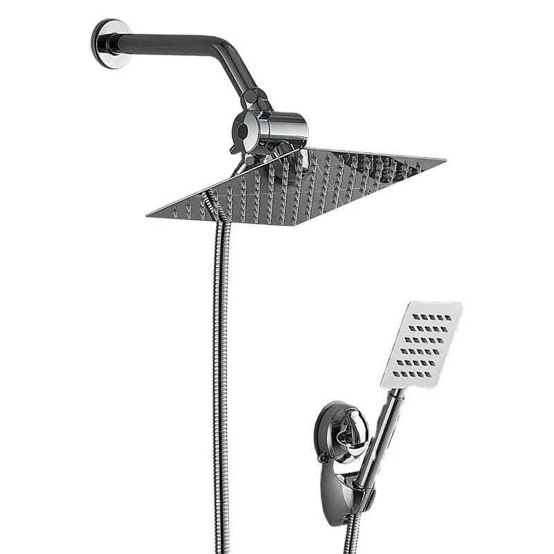 Bagno moderno cromato quadrato elegante doccia Bar montante Set doccia con doccia quadrata