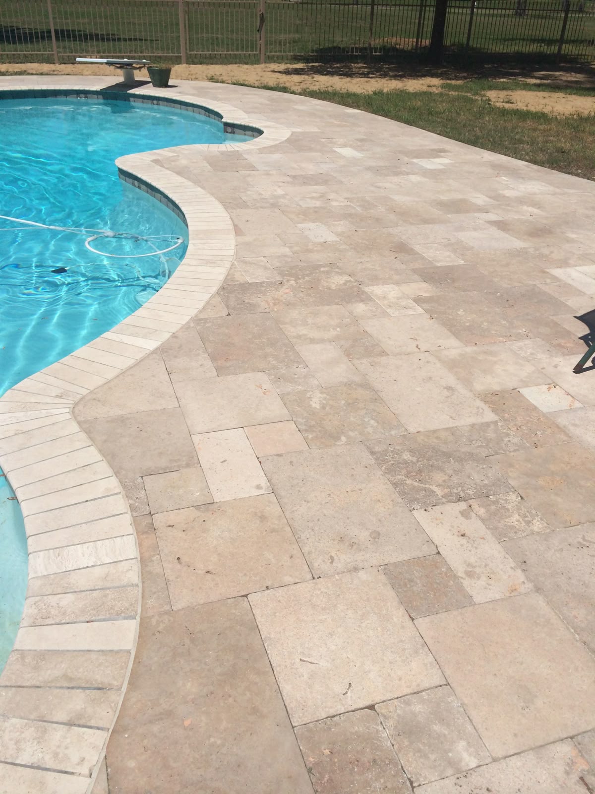 Travertine Look Pool Deck Paver Cream Beige