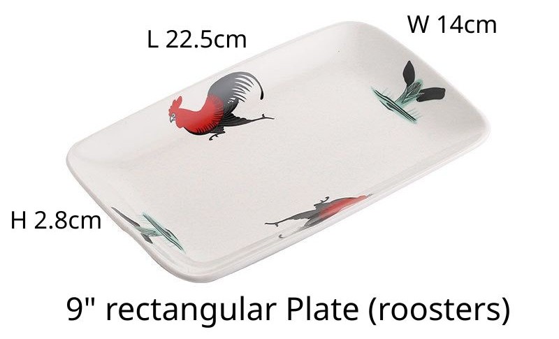 9-inch rectangular Plate (roosters)