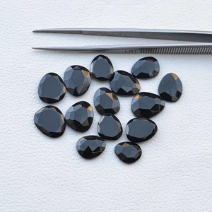 10mm 12mm 14mm天然ブラックオニキスファセットフリースライスドロップタルペローズカット宝石卸売ジュエリー