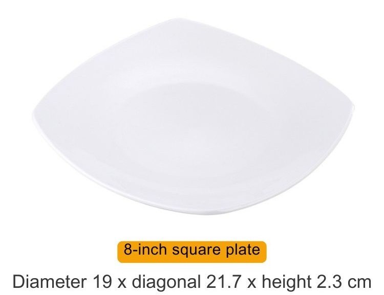 8-inch square plate with round bottom