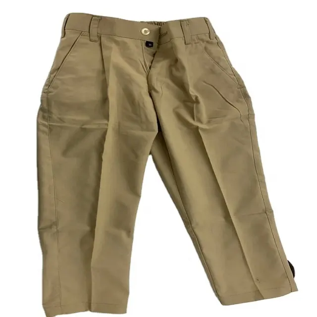 Venta al por mayor Super suave de alta calidad OEM uniformes escolares 2 bolsillos laterales pantalón caqui para los niños