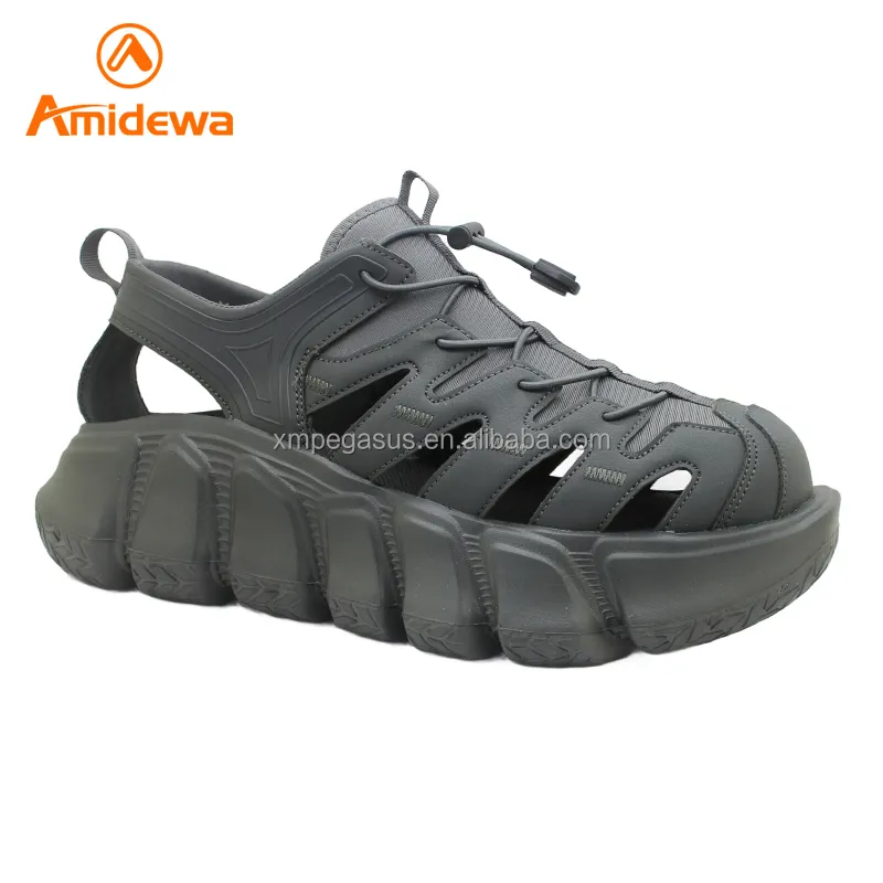 Sandália elegante e confortável para homens, sandália plataforma de tamanho grande e descalço, sandália de dedo do pé próximo, moda atacado