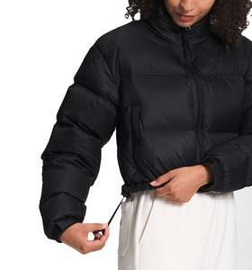 מעילי puffer נשים puffer לעמוד צווארון שרוול ארוך שרוולים למטה יבול נשים נשים פופר שחור