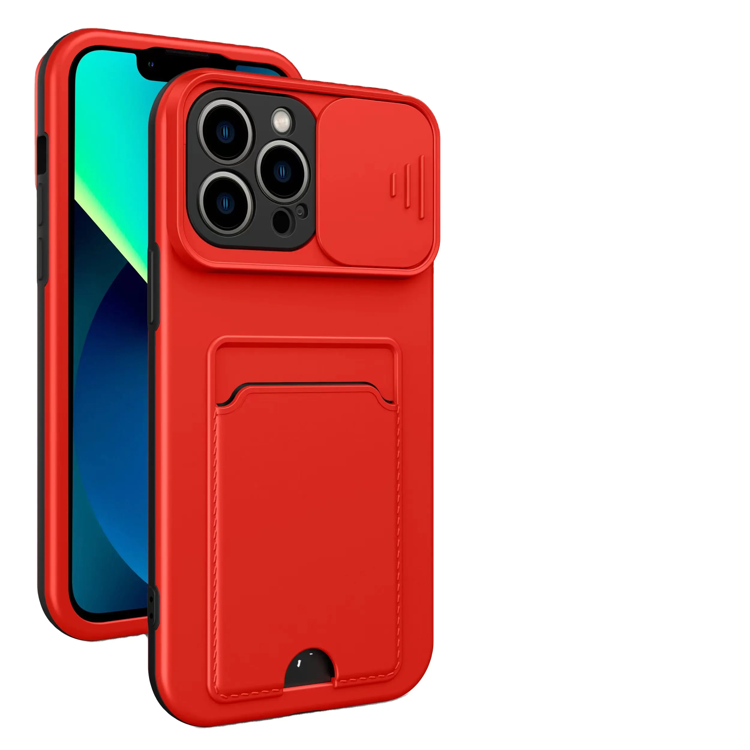 Funda de teléfono de diseño Modular, protector antiarañazos para lente, deslizante, con ranura para tarjeta, para iPhone y Samsung