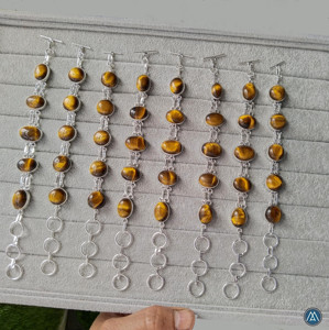 En yüksek dereceli Unisex gümüş kaplama sarı kaplan gözü manşet bileklik bilezik erkekler için ayarlanabilir taş takı Feng Shui akik