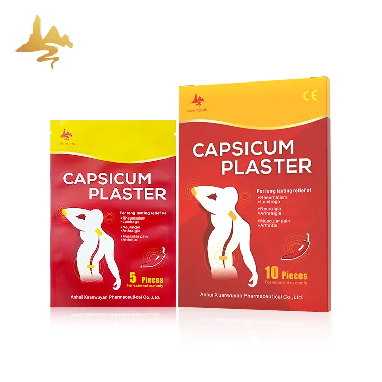 Producto personalizado Parche de capsaicina de calor poroso Alivio del dolor de cuello muscular Yeso de pimiento caliente