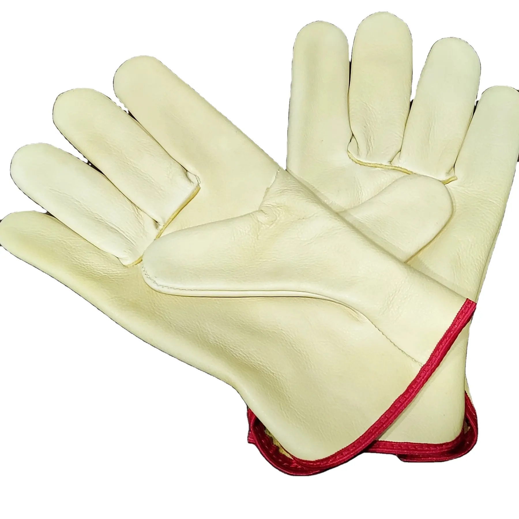 Guantes de trabajo de seguridad de conducción de cuero dividido de vaca verde Beige para hombres guantes de trabajo mecánico de conductor de alta resistencia guantes de seguridad de mano