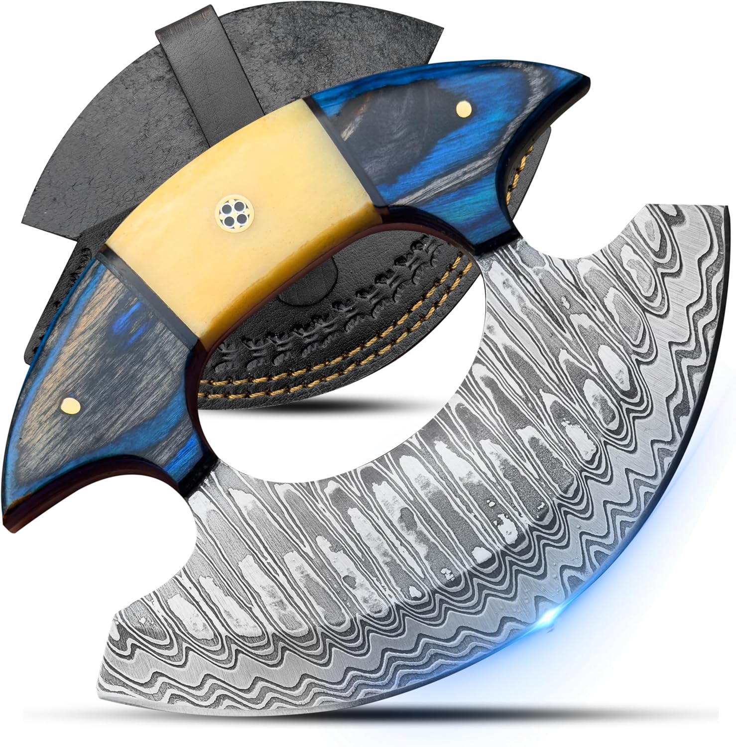 Acero de Damasco, Madera Azul y Hueso de Camello