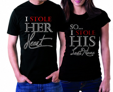 T-shirts "J'ai volé son cœur" / "J'ai volé son nom de famille"