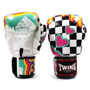 New Latest <strong>Design</strong> Printed Twins <strong>Hook</strong> and <strong>Loop</strong> Professional Boxing Gloves <strong>Custom</strong> Logo Muay Thai Training Gear Cowhide Leather - Product Image 1