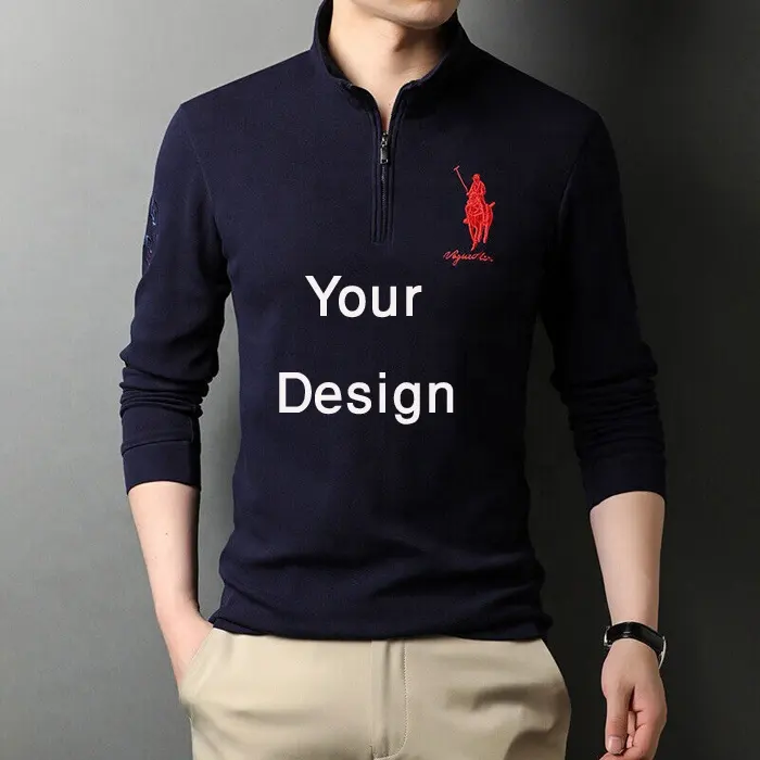 Camisa polo bordado e impressão manga comprida 100% algodão novo design popular confortável vestido fábrica direta preço barato BD