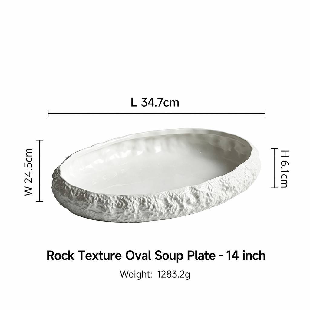 14 inch oval stone rim plate