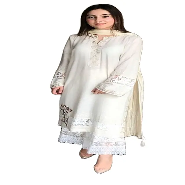 Rete in stile indiano e pakistano con ricamo Salwar Kameez vestito per le donne vestito pesante in stile musulmano e Kurtis Lehenga