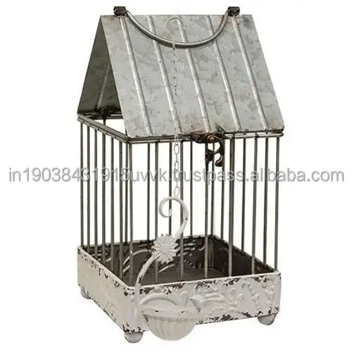 Home Supplies parrot Cage Galvanized Bird House Hot Sales With And Rustic Sheet Handcrafted metal Bird House metal pet Home