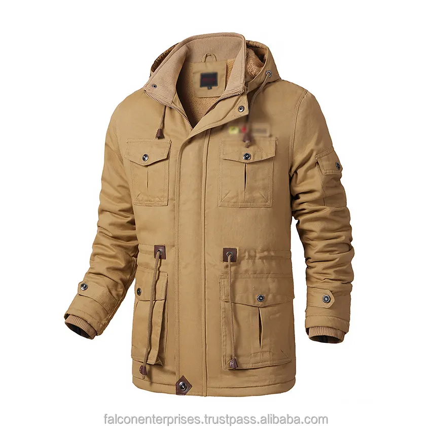 Yeni moda kapşonlu Casual taktikler açık iş ceketler kış erkekler Parkas polar sıcak kalın pamuk rüzgar geçirmez ceketler ceket