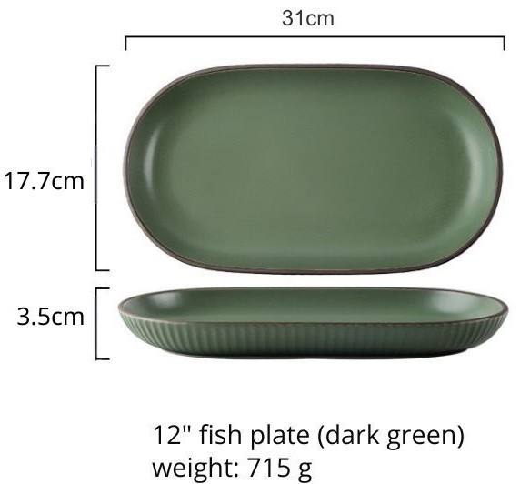 12-inch oval Plate (dark green)
