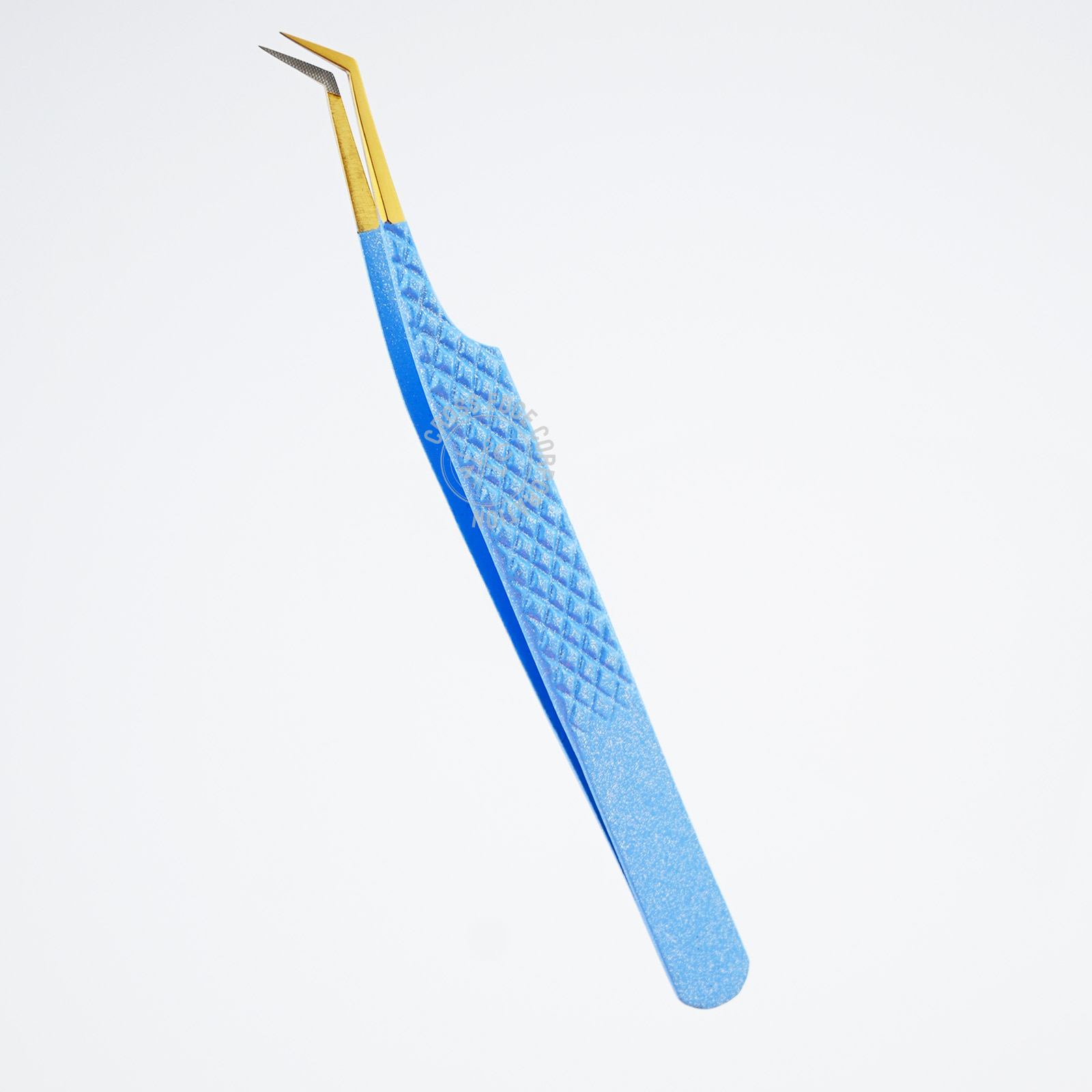 Bleu pailleté + pointe dorée