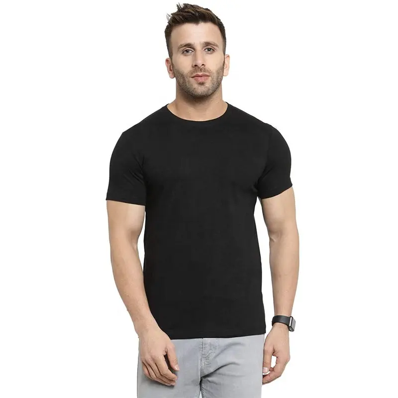 Camicia da uomo Unisex Unisex americana con Logo personalizzato da uomo in cotone 95% 5% elastan in tinta unita Slim Fit T-Shirt da palestra a maniche corte ordine alla rinfusa
