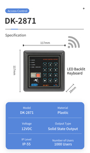 DK-2871 (P1) Wifi Tuya controllo di accesso tastiera di plastica 12V DC Rfid tecnologia della carta prezzo all'ingrosso Smart Card serratura porta LED