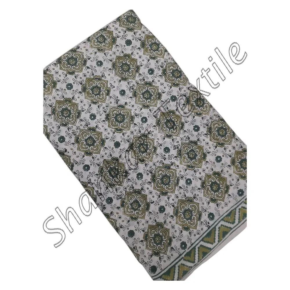 MSCF057 blocco a mano stampato 100% cotone organico tessuto indiano stampa tradizionale timbrato a mano abbigliamento donna bella venduta