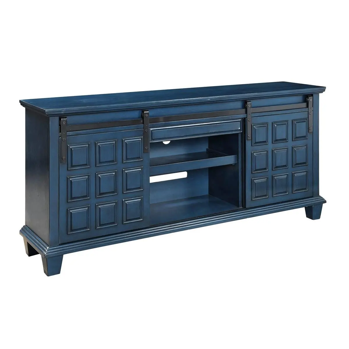 Ótimo design em cor lisa mango de madeira com acabamento azul duas portas uma gaveta porta deslizante com padrão 3d de luxo placa lateral