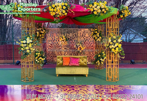 Garden Theme Wedding Decor Metal <strong>Chuppah</strong> Outside Open Wedding Event Designer Metal Mandap Wedding Ceremony White Metal Mandap - Product Image 6