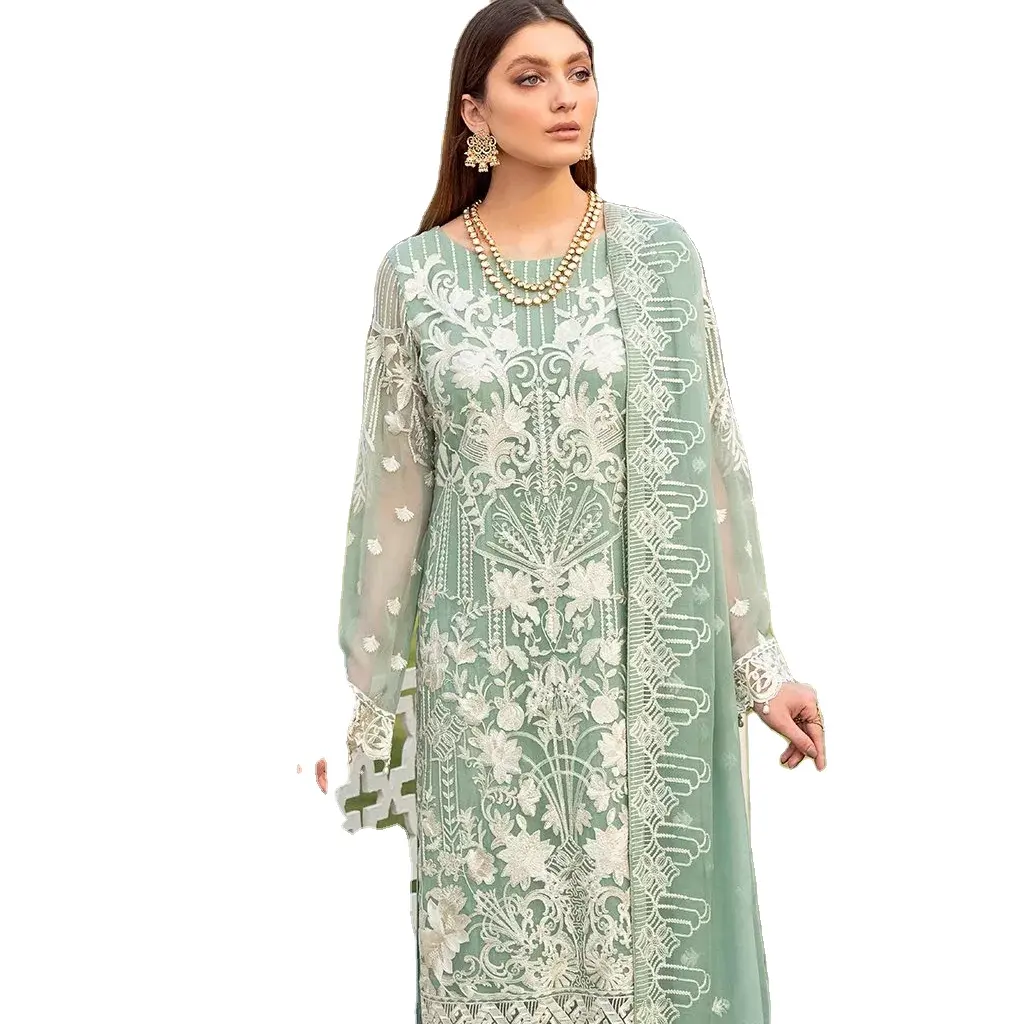 प्रीमियम गुणवत्ता 2022 नवीनतम थोक पाकिस्तानी कशीदाकारी शादी पहनता अनुकूलित रंग आकार सबसे अच्छा सिलाई गुणवत्ता