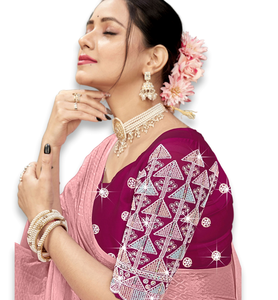 חג הנאווה של נשים נווארטרי Chifffon ורוד sarees במחיר נמוך ללבוש בגדי נשים חגיגיות