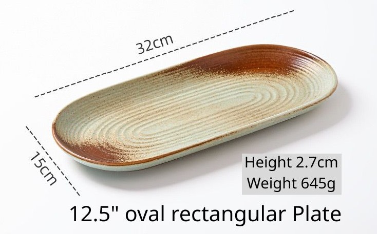 Assiette ovale rectangulaire de 12,5 pouces