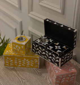 Luxury Crafts <strong>Exporting</strong> Bone <strong>Inlay</strong> Bakhoor Burner with Mother of Pearl Reasonably Priced for Ramadan Ginger Scent - Product Image 4