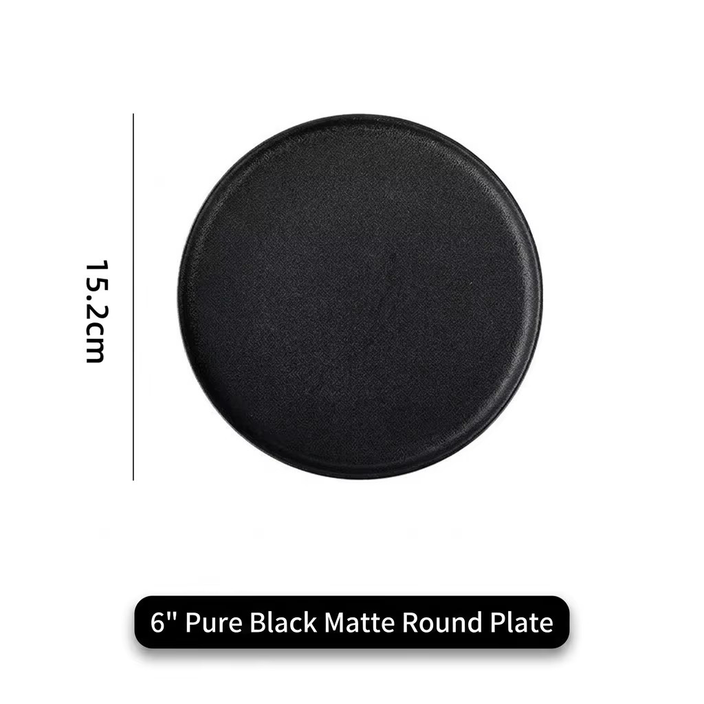6 inch black matte round plate