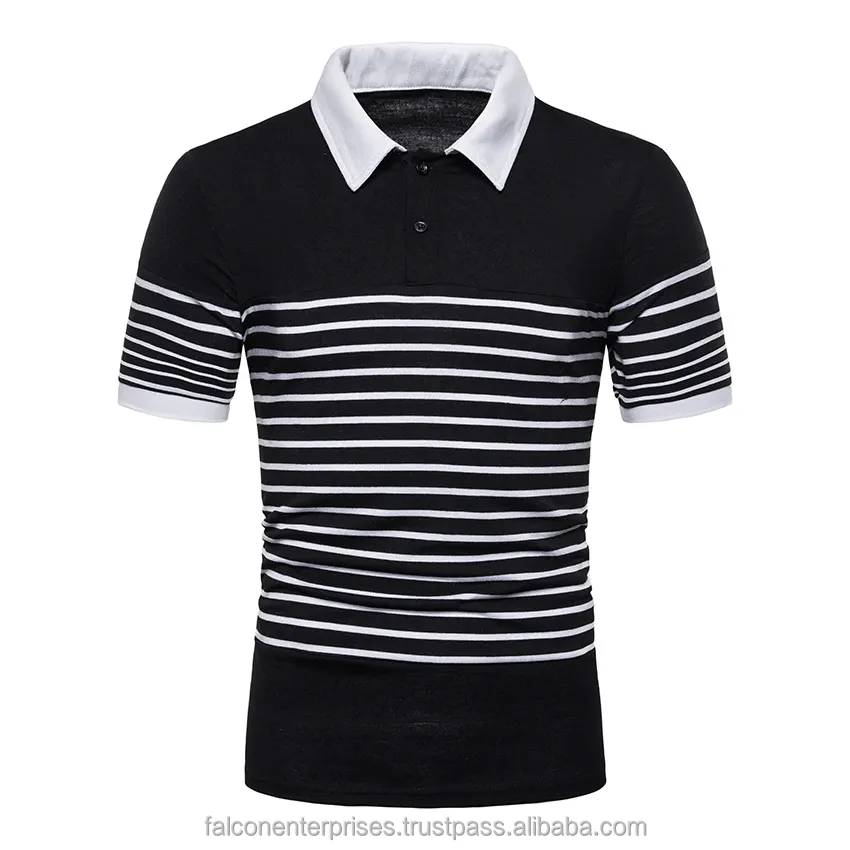 Camiseta de Golf a rayas para hombre, POLO de manga corta con cuello a juego