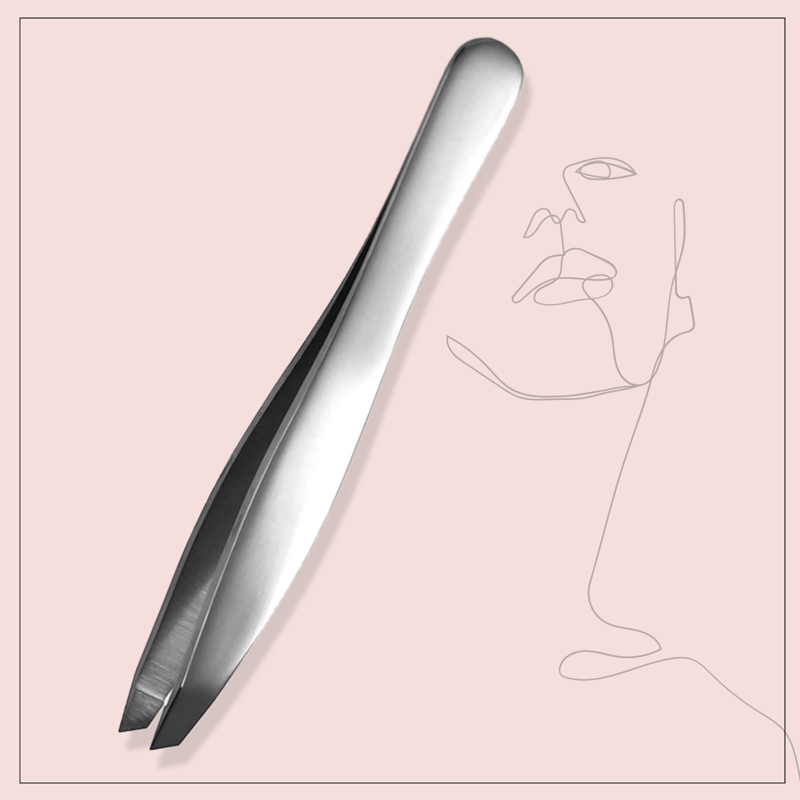 Pince à épiler argentée pour sourcils inclinés