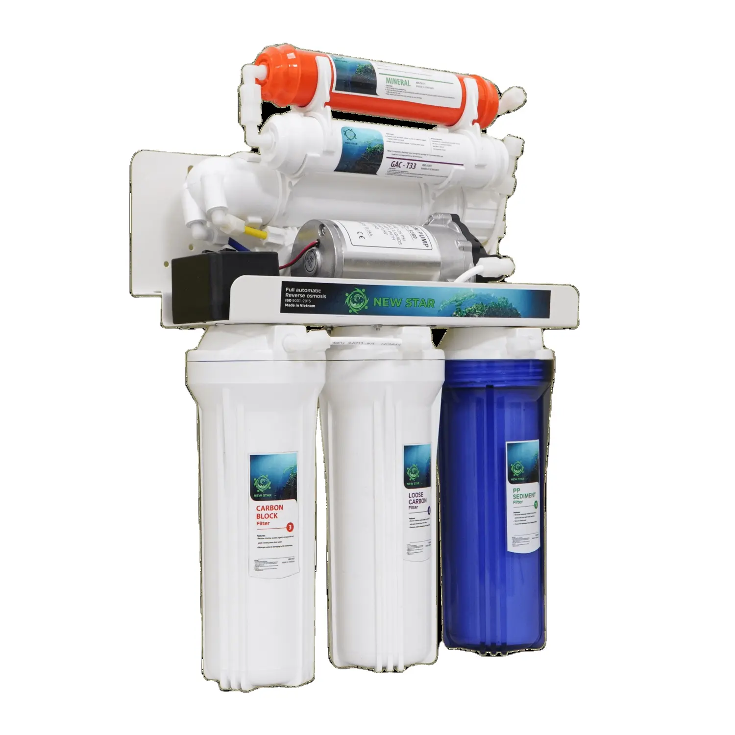 NewStar 100 GPD 75 GPD RO Membrane 6 Stage Filtration Reverse Osmosis RO Water System with Water Tank