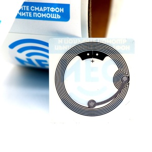 13.56mhz CMYKロール印刷Dia 25mm PET NTAG 213 NTAG 215 ICODE SLIX 2 NFC RFIDラベルステッカータグ透明ウェットインレイ - Product Image 1