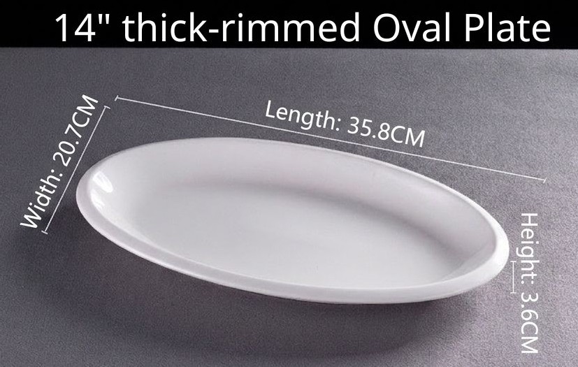 14" thick-rimmed oval Plate