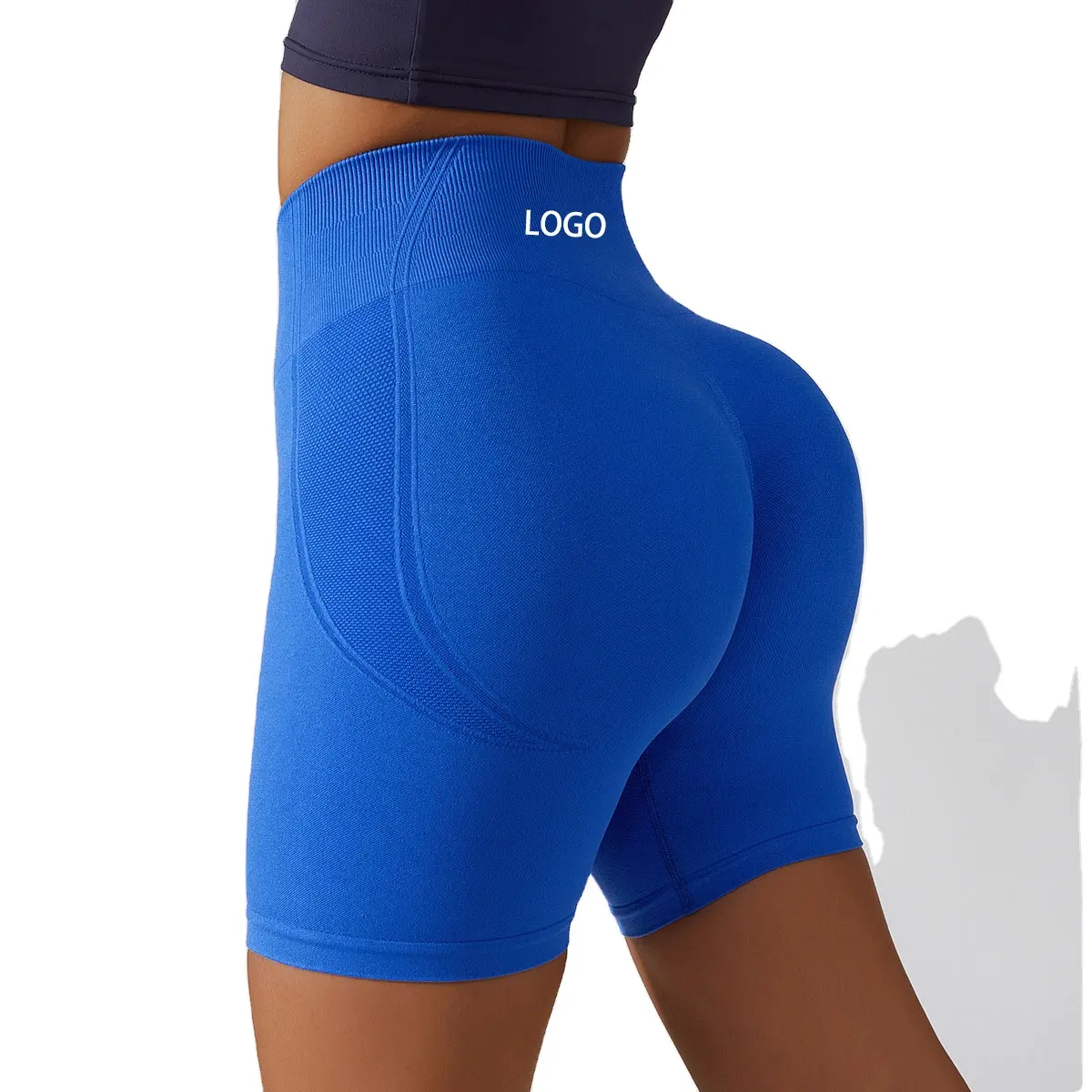 Custom Athletic Spandex Nylon Fitness Shorts Entrenamiento sin costuras High Waited Gym Wear Butt Yoga Shorts con color personalizado y logotipo