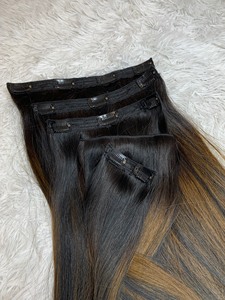 100% 人发延伸工厂双拉真原始天然人头马隐形无缝夹 - Product Image 6