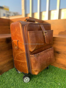 OEM Suitcase Premium High Quality <strong>100</strong>% Genuine Leather <strong>Trolley</strong> Travel Luggage Suitcases <strong>Trolley</strong> Bag Long Lasting Material - Product Image 5