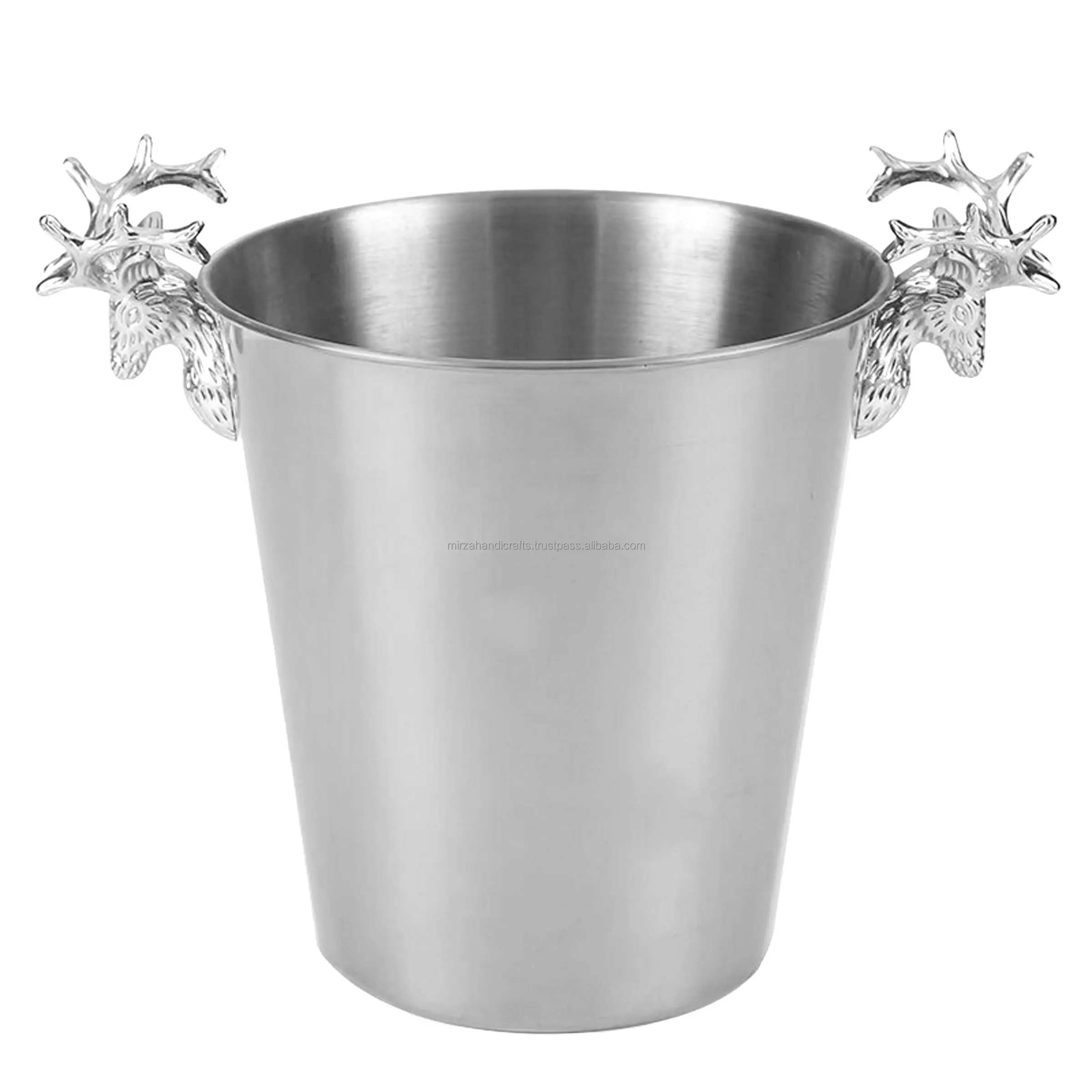 Silver Finished design Ice Bucket Stainless Steel with Reindeer Handles Party Activities and Camping Tableware Champagne Bucket