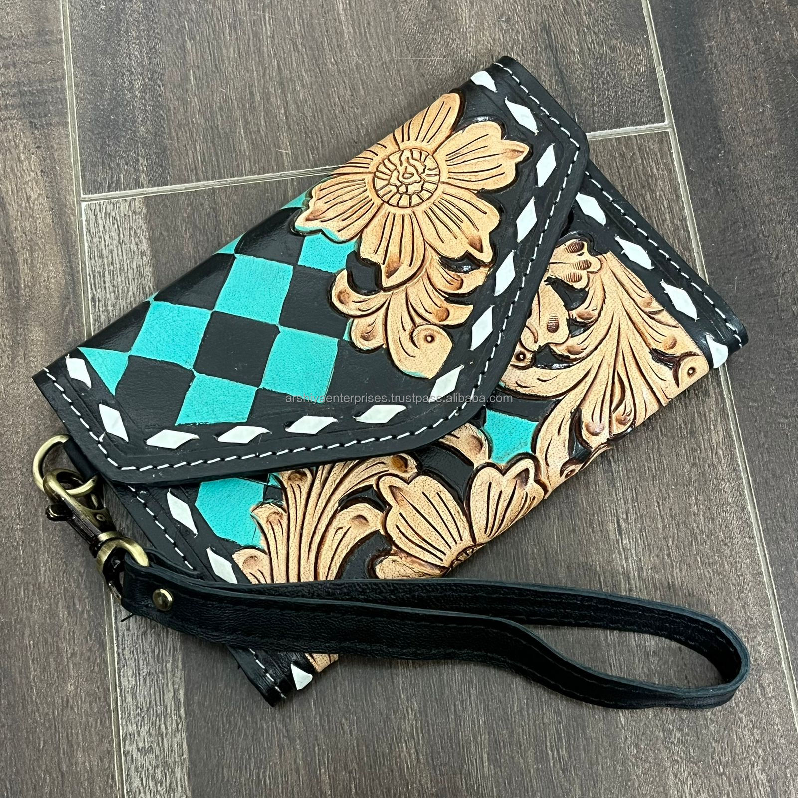 Turquoise & Black Checkered
