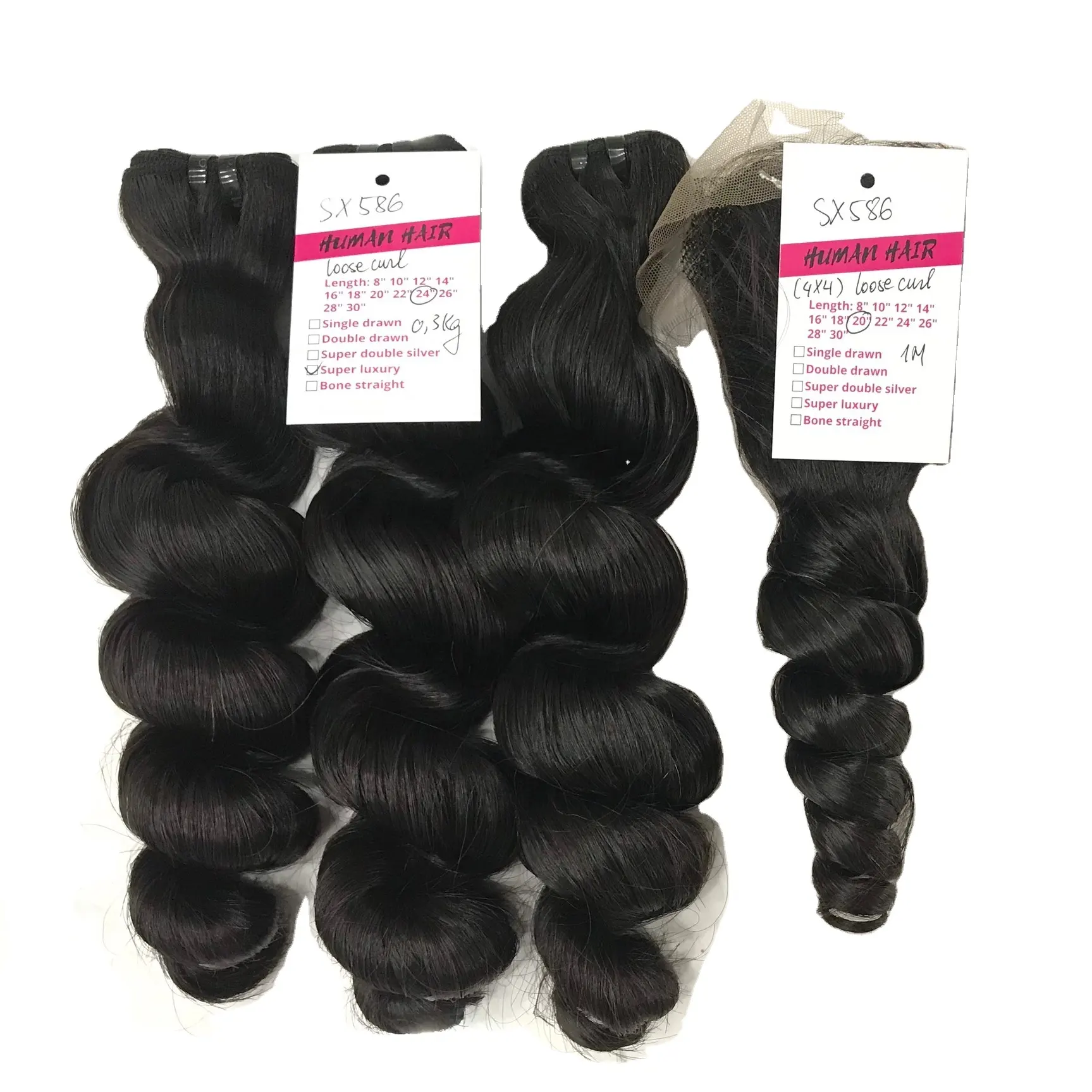 Vente en gros de paquets de cheveux bouclés lâches à double cuticule alignée 100% tissage de cheveux humains non transformés