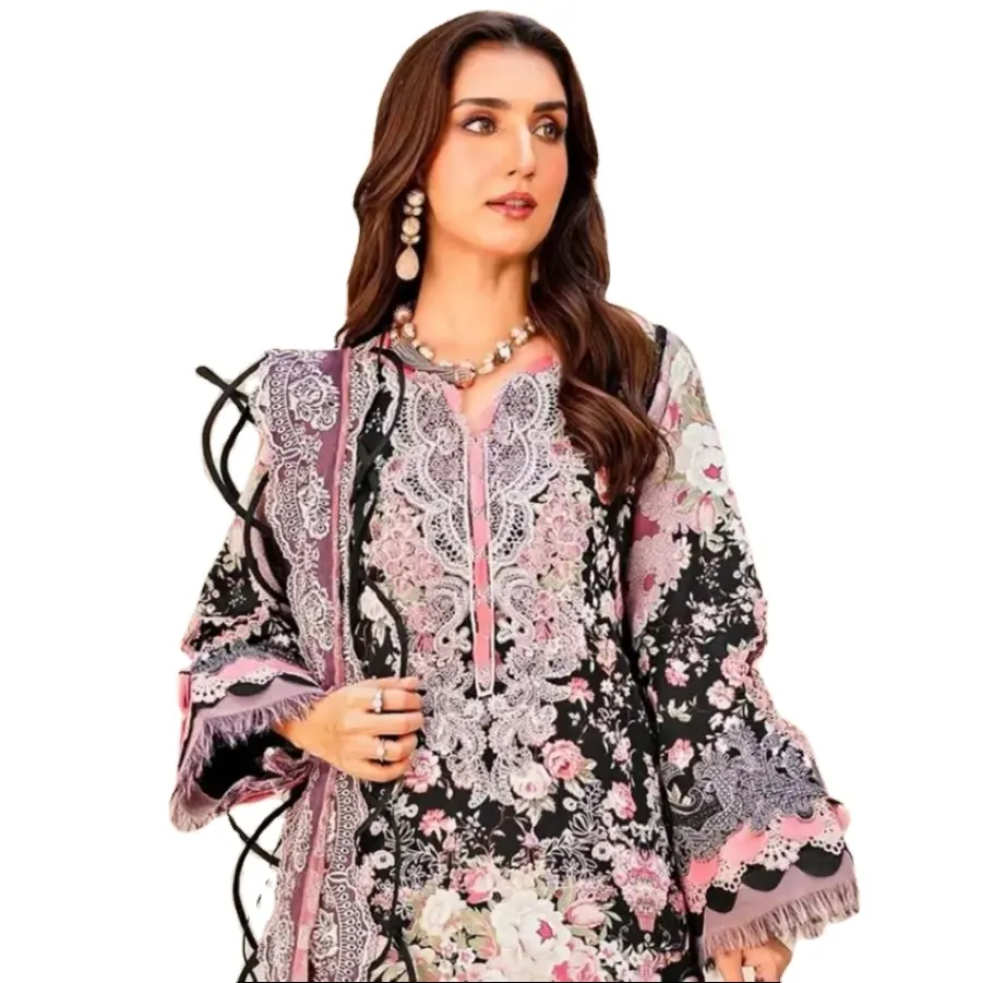 Desain terbaru Georgette berat bekerja tipe mewah gaya India Pakistan salwar Kameez gaun untuk wanita