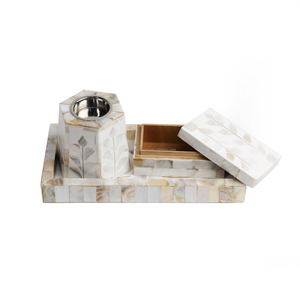 Modern Art Style Bakhoor Burner Set Mother Pearl <strong>Inlay</strong> White Color for Religious Decorative Usage Worldwide <strong>Export</strong> Available - Product Image 5